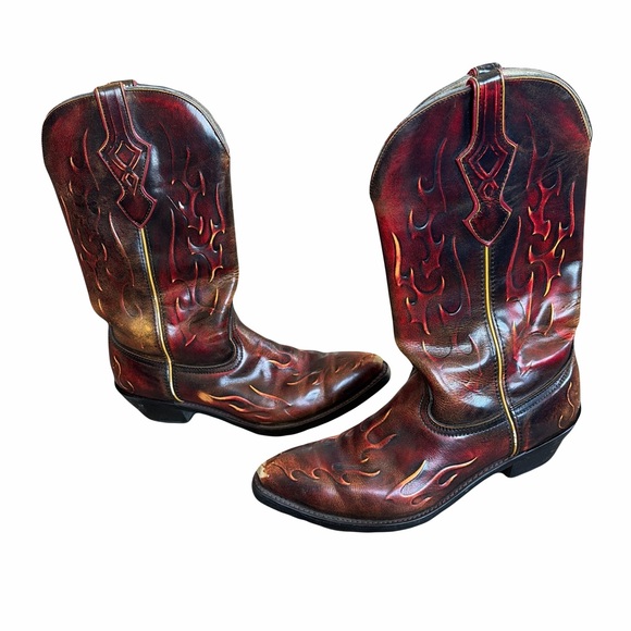 Durango red flame embossed leather western boots - Picture 2 of 7